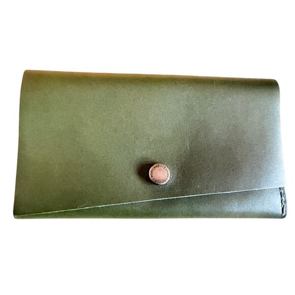Portland Leather Goods Green Full-Grain Wallet Tri-Fold Card Holder - Picture 1 of 8